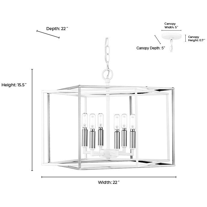 Lowe 6 Light 22 inch Matte White/Vintage Brass Pendant Ceiling Light
